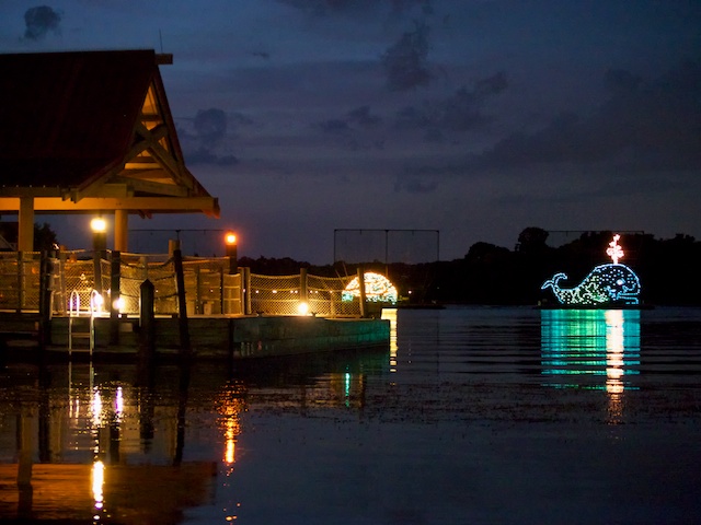 The Electrical Water Pageant from the beach at Polynesian Village Resort