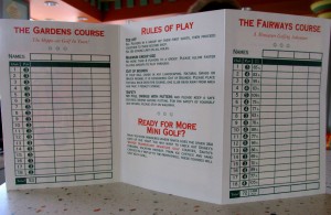 Disney World Mini Golf Score Card
