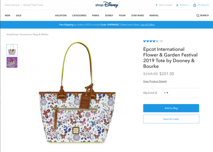 Dooney and bourke disney flower and garden on sale 2019