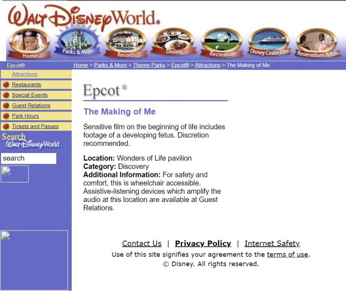 Let’s Take a Tour of Walt Disney World’s Website in 2001 | TouringPlans ...