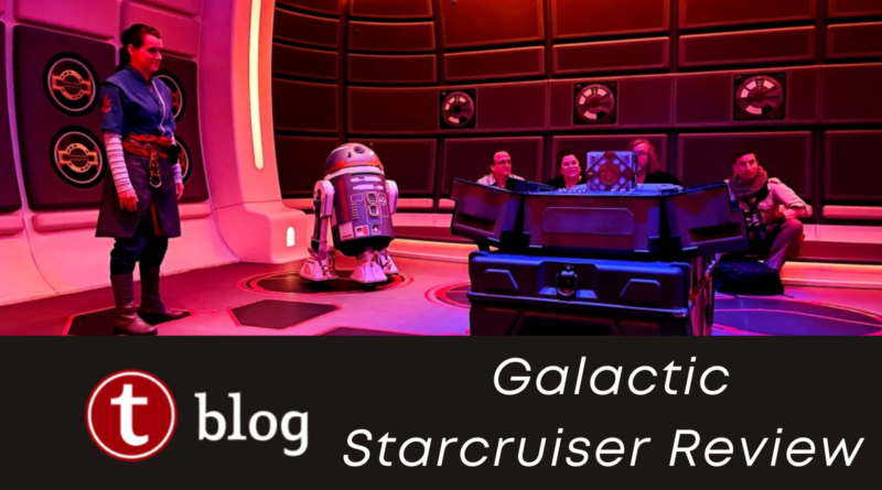 Galactic Starcruiser Review Cover Image showing R2D2-style droid and resistance member with guests