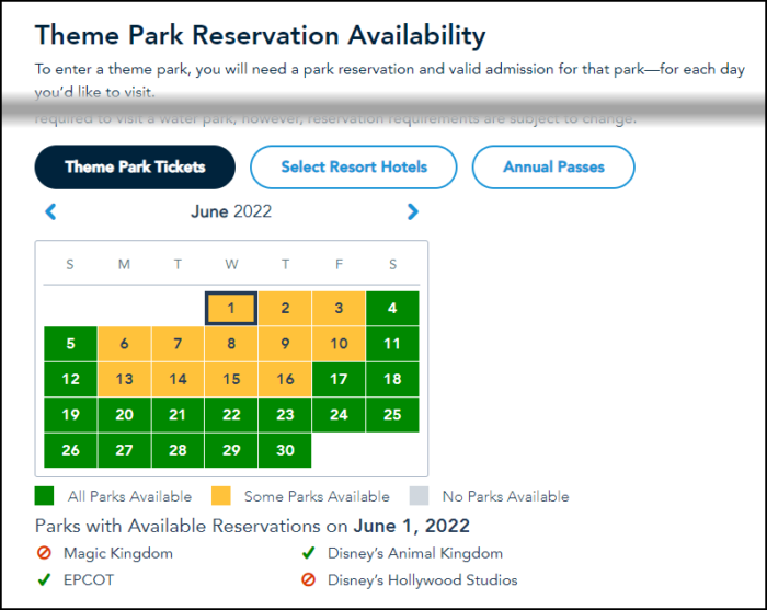 park pass reservation availability calendar