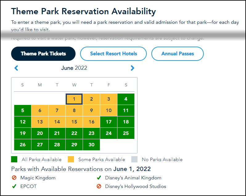 Park Reservations for Oct 1 AVAILABLE NOW! 