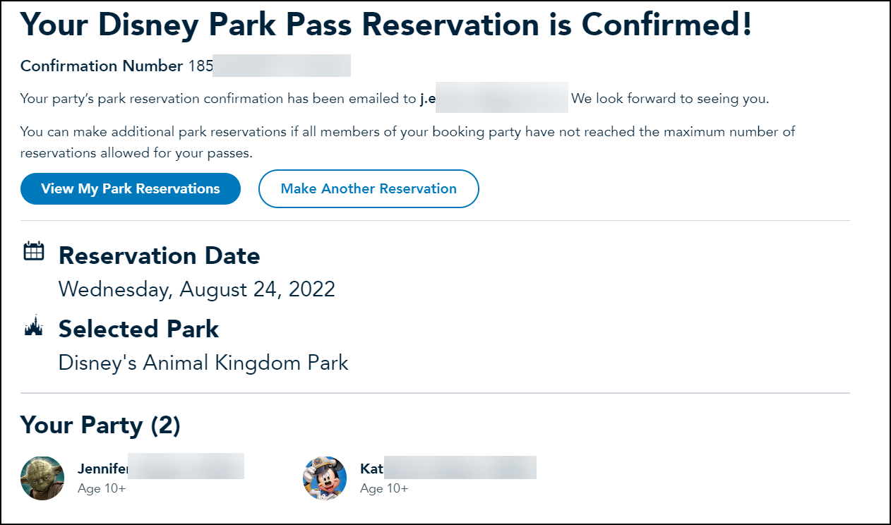 Disney Theme Park Reservations