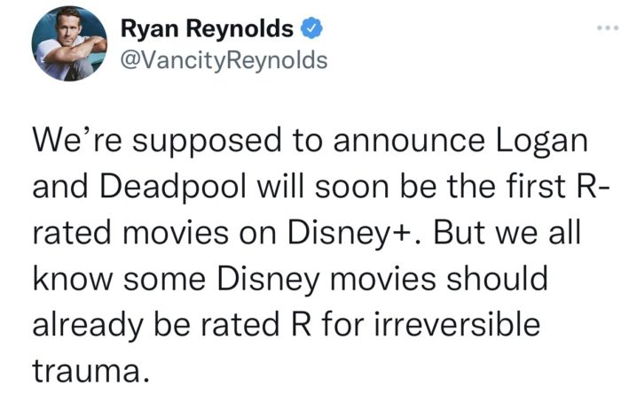 Ryan Reynolds Jokes Disney Movies Should Rated 'R' for 'Trauma