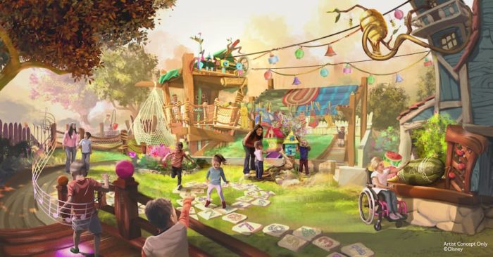 Goofy's Play Yard concept art showing parents and children playing