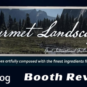 Festival of Arts Gourmet Landscapes booth review cover image showing logo art from the menu board