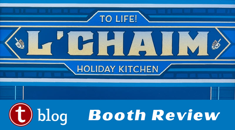 L'Chaim holiday kitchen booth review cover image showing logo art from the menu board