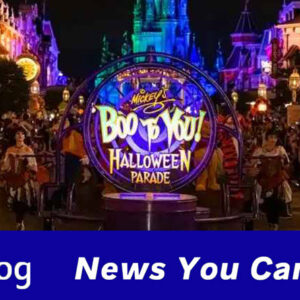2023 Mickeys Not So Scary Halloween Party Dates and prices cover image showing the front of Boo to You parade as it advances down Main St.