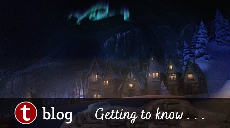 Getting to know Frozen Ever After cover image showing a row of houses in Arendelle in the evening with Northern lights above