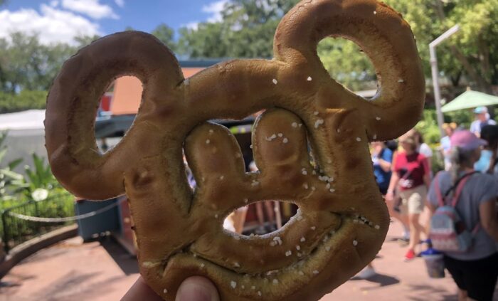 A Mickey-shaped pretzel